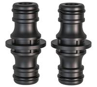 2 x Hose Coupling 1/2 Inch for Garden Hose Coupling for Gardena Hose Connector Extension Double-Sided Coupling (Black)