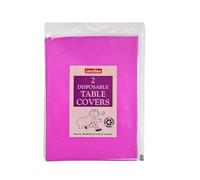2 x Hot Pink 90 x 90cm Disposable Paper Table Cloth Cover for Square or Rectangular Dining Table Birthday Party, Catering, Baby Shower & Wedding Decorations By Zinnia