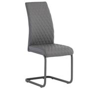 2 x Hudson Grey Faux Leather Cross Stitch Dining Chair with Grey Powder Coated Cantilever Base