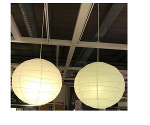 2 x Ikea 45cm REGOLIT Unique Handmade White Rice Paper Pendant Ceiling Shade