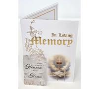 2 X In Loving Memory Deluxe White With Gold Foil Sympathy Catholic Mass Card Unisex for Men or Women with 2 Keepsake Memory Wallet Card