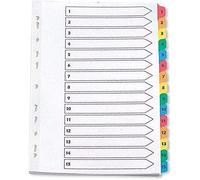 2 X Index A4 Multi-Punched 1-15 Reinforced Multi-Colour Numbered Tabs KF01520