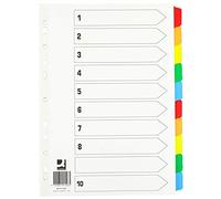 2 X Index A4 Multi-Punched 10-Part Reinforced Multi-Colour Blank Tabs