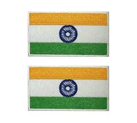 2 X India Flag Rectangle - Iron-On Embroidery Patch (8 x 4.5cm) - National Tricolor Badge with Ashoka Chakra for Backpacks, Jackets, Travel & DIY Projects