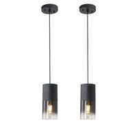 2 x Industrial Glass Pendant Lights with Battery, Without Power Connection, Battery Operated, Remote Control Pendant Light for Kitchen Island, Rechargeable Pendant Lamp, No Wiring Design