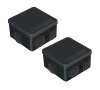2 x IP55 Waterproof Junction Boxes, IP55 Dustproof Weatherproof Electrical Project Box, Universal Surface Mounted Enclosure Box for Indoor Outdoor Electrical Cables (85x85x50mm) - AVARTEK (Black)