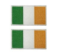 2 X Ireland Flag Rectangle - Iron-On Embroidery Patch (7.5 x 4.5cm) - Irish National Tricolor Badge for Jackets, Backpacks, Travel & DIY