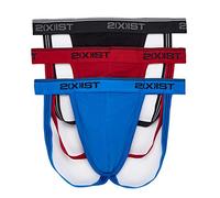 2(X)IST Men's Cotton Stretch Jock Strap 3-Pack, Scotts Red/Black/Skydiver, S
