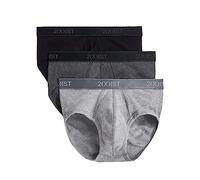 2(X)IST Men's Essential Cotton Contour Pouch Brief 3-Pack, Black/Grey/Charcoal Heather, S