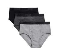 2(X)IST mens Essential Cotton Fly Front Brief 3-pack, Black/Grey/Charcoal Heather, 32