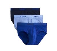 2(X)IST mens Essential Cotton No Show Brief 3-pack, Navy/Cobalt Blue/Porcelain, S