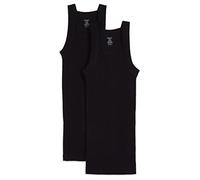 2(X)IST Men's Essential Cotton Square Cut Tank 2-pack Base Layer Top, Deep Black, XL UK