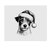 2 x 'Jack Russell Dog Wearing Santa Hat' Microfibre Lens/Glasses Cleaning Cloths (LC00030913)