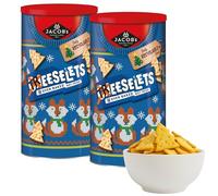 2 x Jacobs Cheeselets Crackers tubs (2x280g) - Christmas Savoury Snacks, Jacobs Crackers Savory Christmas Hamper, Cheeselets Snacks Sharing Tub, Biscuits Tin Gifts, Cheese Cracker