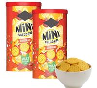 2 x Jacobs Mini Cheddar Crackers tubs (2x280g) - Christmas Savoury Snacks, Jacobs Crackers Savory Christmas Hamper, Cheeselets Snacks Sharing Tub, Biscuits Tin Gifts, Cheese Cracker