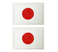 2 X Japan Flag Rectangle - Iron On Embroidery Patch for Travel, Clothing, Backpacks & DIY Crafts (6 x 4cm)