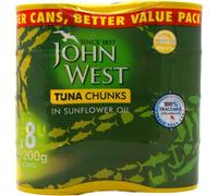 2 x John West Tuna Chunks in Sunflower Oil 8 x 200g