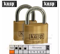 2 x KASP 40mm PREMIUM Brass Security Padlock Hardened Shackle Gate/Door K12540D2