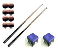 2 x KIDS 36" (3ft) SMALL POOL TABLE, TIGHT SHOT CUES, 8 x TIPS & 2 PURPLE CHALKS