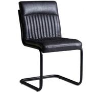 2 x Kota Live Edge Dark Grey Faux Leather Cantilever Dining Chair