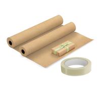 2 x Kraft Gift Wrapping Paper Rolls 90gsm 25m x 44.5cm With 24mm Tape Multipurpose Wrapping Paper Roll with a Premium & Rustic Finish - Ideal for Gift Wrapping, Parcel Packing, Arts & Craft