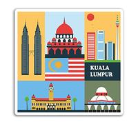 2 x Kuala Lumpur Vinyl Stickers - Malaysia Luggage Fun Travel Laptop #10945 (Vinyl Sticker, 10cm Wide)
