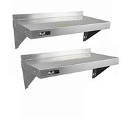 2 x KuKoo Commercial Stainless Steel Shelves Kitchen Wall Shelf Catering Corrosion Resistant & Free Microfiber Cloths 900mm x 300mm