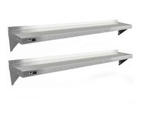 2x KuKoo Stainless Steel Shelves 1940mmx300mm - Silver