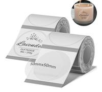 2 x Labels Compatible with NIIMBOT B1 B21 B3S Label Printer, 50 x 50 mm Labelling Paper, Black Print on White Label Paper, 150 Labels/Per Roll (Transparent, Round)