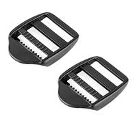 2 x Ladderlock Rucksack Sliders Buckles for 30 mm / 1.18″ Webbing Strap, Black, Plastic