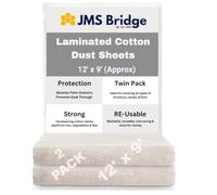 2 x Laminated Cotton Dust Sheets for Decorating & Painting 12' x 9' (3.6m x2.7m) |Drop Cloth |Paint Sheets | Painting & Paint Cover Sheets | Dust Sheets for Furniture | Reusable