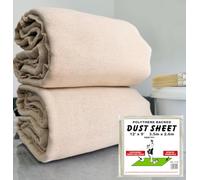 2 x Laminated Cotton Dust Sheets for Decorating & Painting - 12ft x 9ft Paint Cover Sheets with Plastic Polythene Backing, Drop Cloth for Painting, Furniture, Floors, and Staircases.