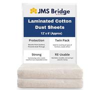 2 x Laminated Cotton Dust Sheets12' x 6' (3.6m x 1.8m) for Painting & Decorating | Polythene Backed Drop Cloths | Reusable Paint Cover Sheets for Furniture, Floor, DIY