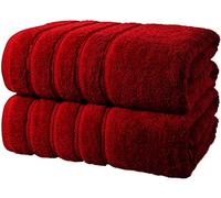 2 X Large Bath Sheet Towel Set -100 x 200 cm- 100% Egyptian Cotton Super Jumbo Bath Sheets High Absorbent Big Towels For Pool Beach Sauna (Red)