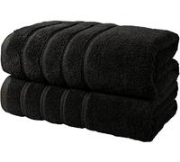 2 X Large Bath Sheet Towel Set -100 x 200 cm- 100% Egyptian Cotton Super Jumbo Bath Sheets High Absorbent Big Towels For Pool Beach Sauna (Black)