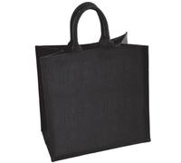 2 x Large Black Jute Shopping Bag - Natural Hessian