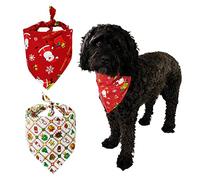 2 x Large Christmas Dog Bandanas set | XMAS Gift for a friend or their Dog | Large triangle shape (60x43x43cm) | Father Christmas Santa and XMAS presents design