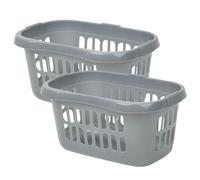 Wham Laundry Basket Casa Hipster – Large 60L Plastic Tidy Organiser – Silver