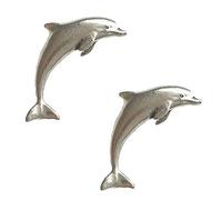 2 x Leaping Dolphin Handcrafted From English Pewter Lapel Pin Badges And Gift Bag + 59mm Badge