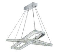 2 x LED RECTANGLE FRAME CEILING , CHROME, CLEAR CRYSTAL TRIM