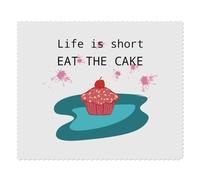 2 x 'Life Is Short, Eat The Cake' Microfibre Lens/Glasses Cleaning Cloths (LC00026926)