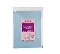 2 x Light Blue 90 x 90cm Disposable Paper Table Cloth Cover for Square or Rectangular Dining Table Birthday Party, Catering, Baby Shower & Wedding Decorations By Zinnia