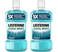 2 X Listerine Cool Mint Daily Mouthwash 250ml (2 Pack) - 5X More Effective Than Floss at Reducing Plaque - Kills 99% of Germs Left After Brushing - Long-Lasting Fresh Breath - Antibacterial Rinse