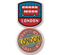2 x London UK Vinyl Stickers iPad Laptop Car Suitcase Travel Labels Fun #4811 (10cm on longest side.)