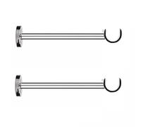 2 x Long Curtain Pole Brackets Wall Polished Nickel Metal Silver Heavy Duty FITS Poles Diameter 28mm from Wall Distance Length L21.8cm