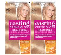 2 x L'Oréal Paris Casting Crème Gloss 910 Iced Blonde. NO AMMONIA, FREE POST