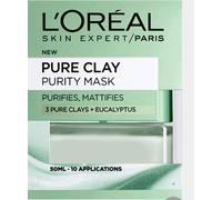 2 X L'Oreal Paris Pure Clay Purity Mattifying Eucalyptus Face Mask 50ml