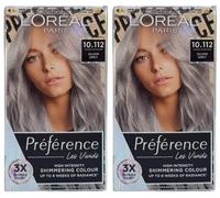 2 x L'Oreal Preference Silver Grey Permanent Hair Dye 10.112 Vivids Colour Paris