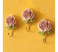 2 x Lovely Resin Coat Hat Robe Towel Hook Hanger Wall Mounted Rose Flower