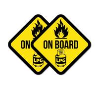 2 x LPG LP Gas On Board Warning Danger Sticker Decal Safety Sign Car Vinyl